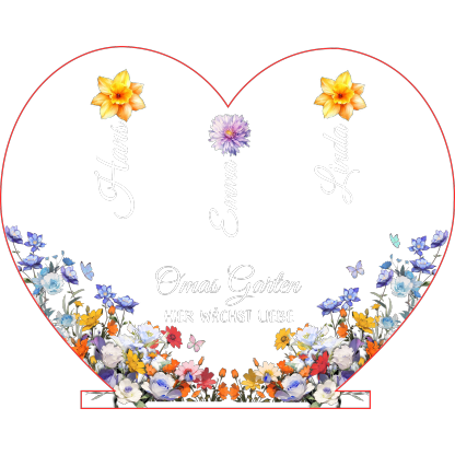 Personalisierte 1-8 Namen & Blumen Herz Omas Garten Nachtlicht Geschenk für Großmutter zum Muttertag