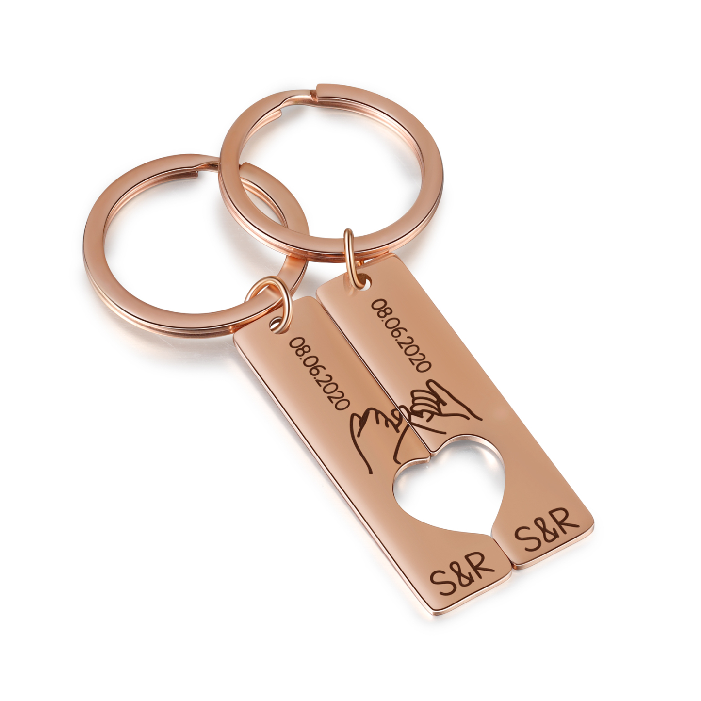 Personalisierte Partner-Schlüsselanhänger mit individueller Gravur im 2er Set - Herz Vereinbarung