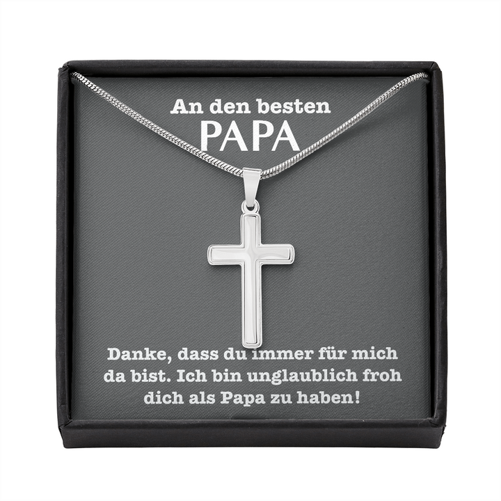 925 Sterling Silber "An Den Besten Papa" Kreuz Halskette - Vatertag Geschenk mit Nachrichtenkarte