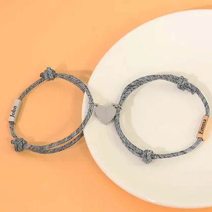 Personalisierte 2 Namen Paar Herz Magnet Armbänder