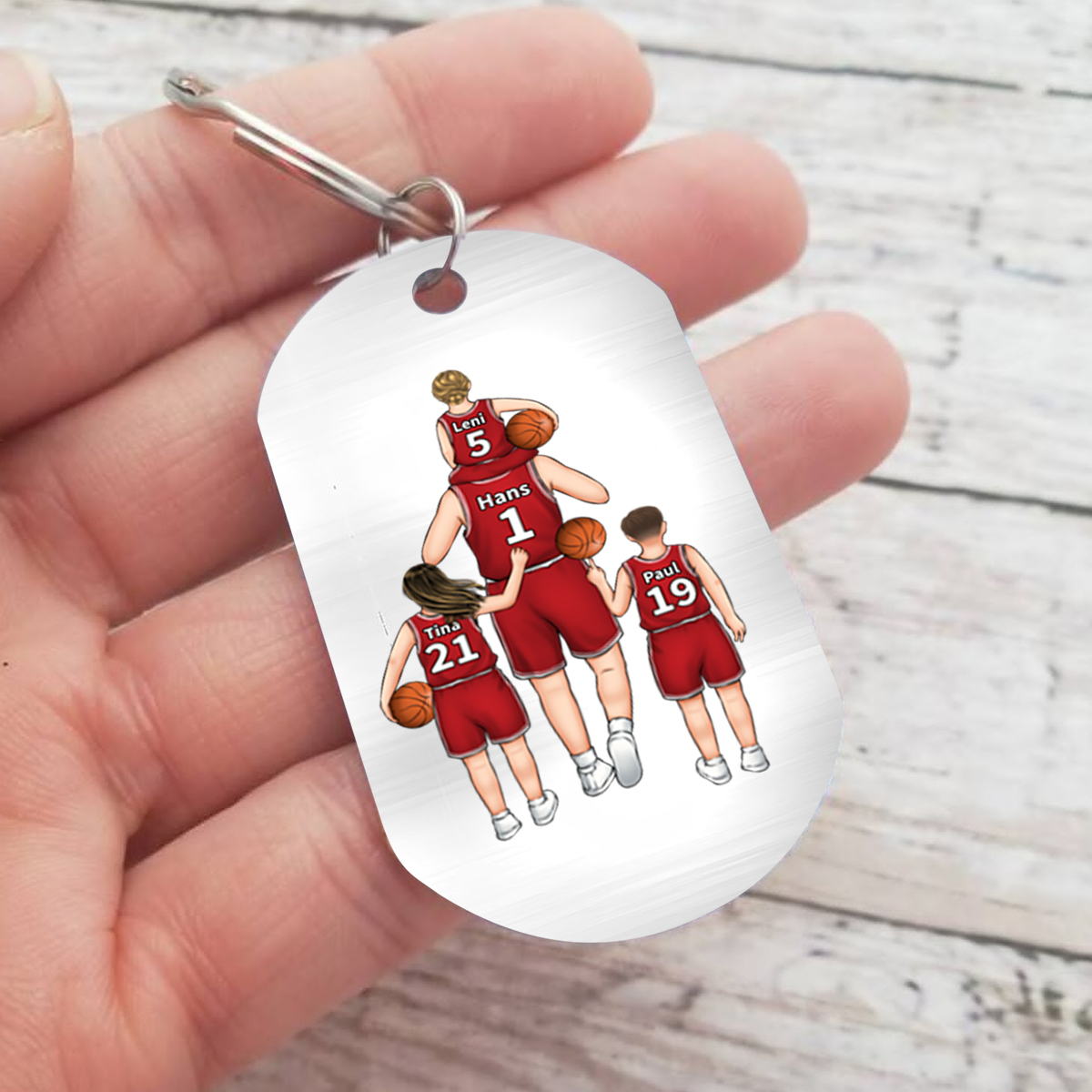 Personalisierbarer 2-4 Namen Fauststoß Familie Basketball-Mannschaft Schlüsselanhänger-Geschenk für Vater