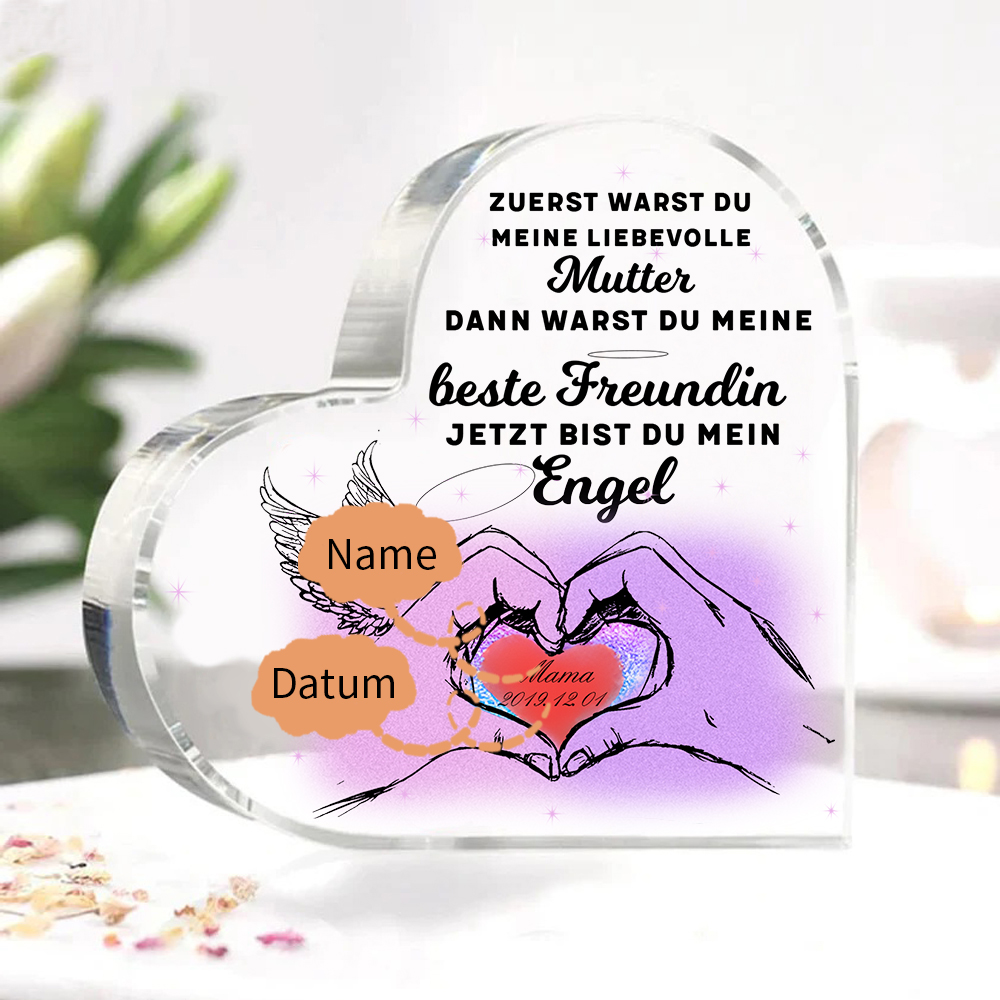 Personalisiertes Foto & Name & Jahr Acryl-Deko-Jetzt bist du mein  Engel-Trauer Schreibtischdekoration für Mutter