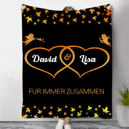 Personalisierte 2 Namen & Text Paar Herz Decke Für Paare