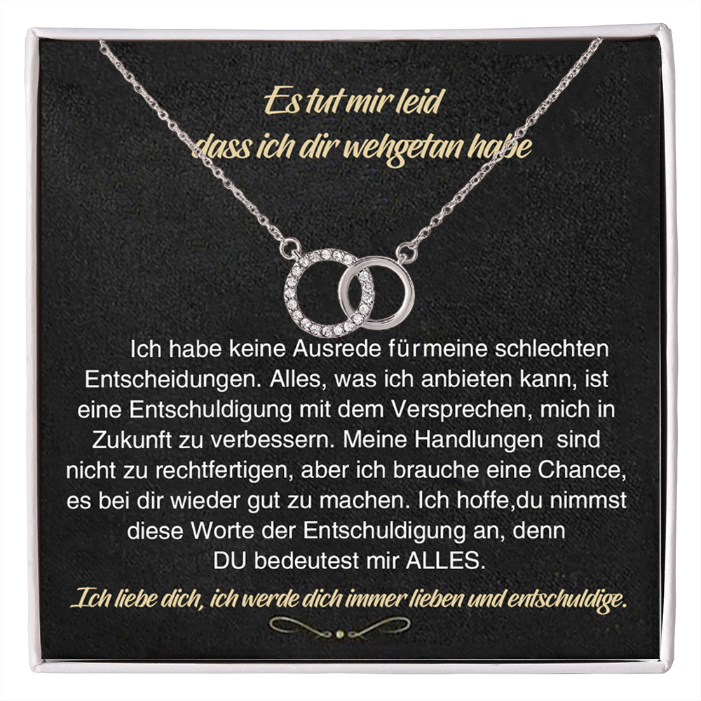 925 Sterling Silber Verschlungene Kreise Halskette-Es tut mir leid, dass ich dir wehgetan habe-Geschenk mit Nachrichtenkarte 