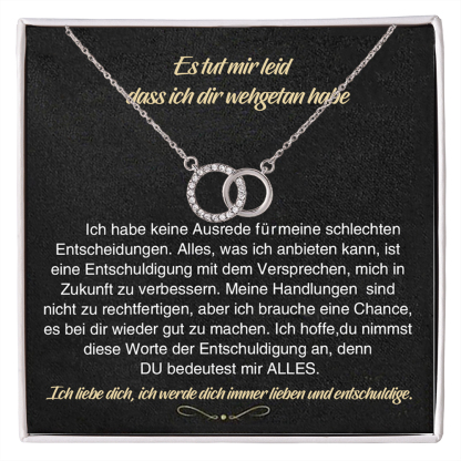 925 Sterling Silber Verschlungene Kreise Halskette-Es tut mir leid, dass ich dir wehgetan habe-Geschenk mit Nachrichtenkarte 