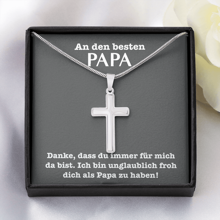 Kettenmachen 925 Sterling Silber "An Den Besten Papa" Kreuz Halskette - Vatertag Geschenk mit Nachrichtenkarte 31.39
