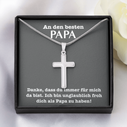 Kettenmachen 925 Sterling Silber "An Den Besten Papa" Kreuz Halskette - Vatertag Geschenk mit Nachrichtenkarte 31.39