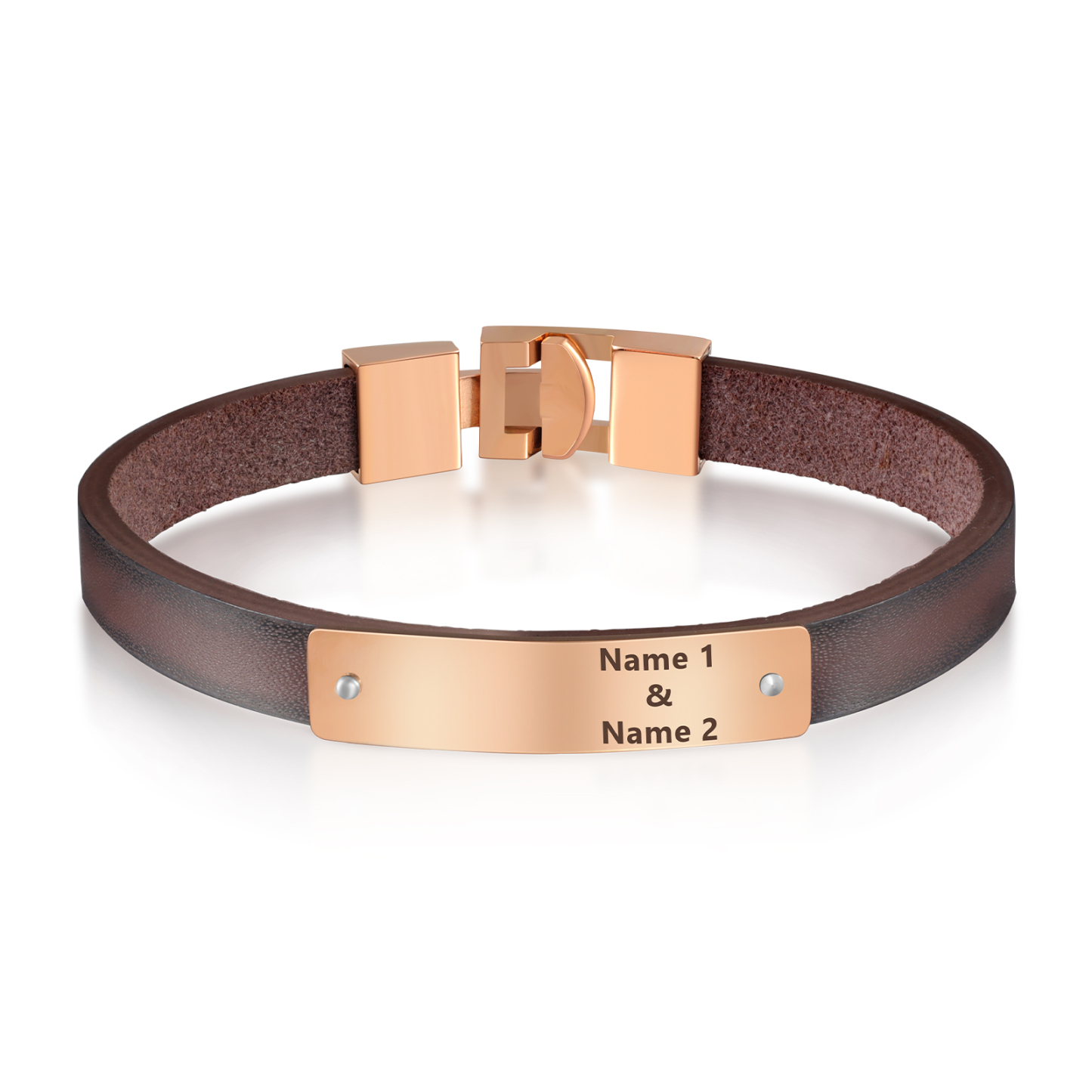Herren Personalisierte 2 Namen Leder Armband