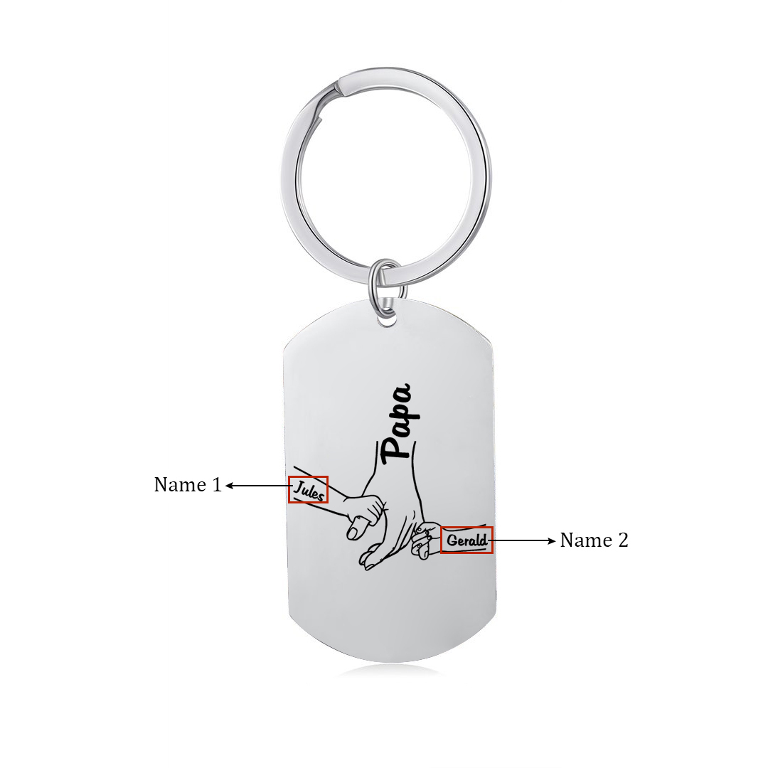 Personalisierbarer 2 Namen Papa Hand Schlüsselanhänger-Lieber Papa du hast ja bereits uns-Geschenk für Vater