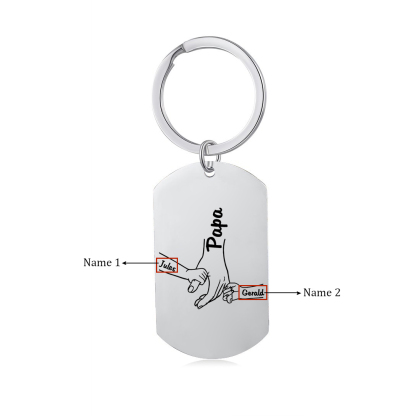 Personalisierbarer 2 Namen Papa Hand Schlüsselanhänger-Lieber Papa du hast ja bereits uns-Geschenk für Vater