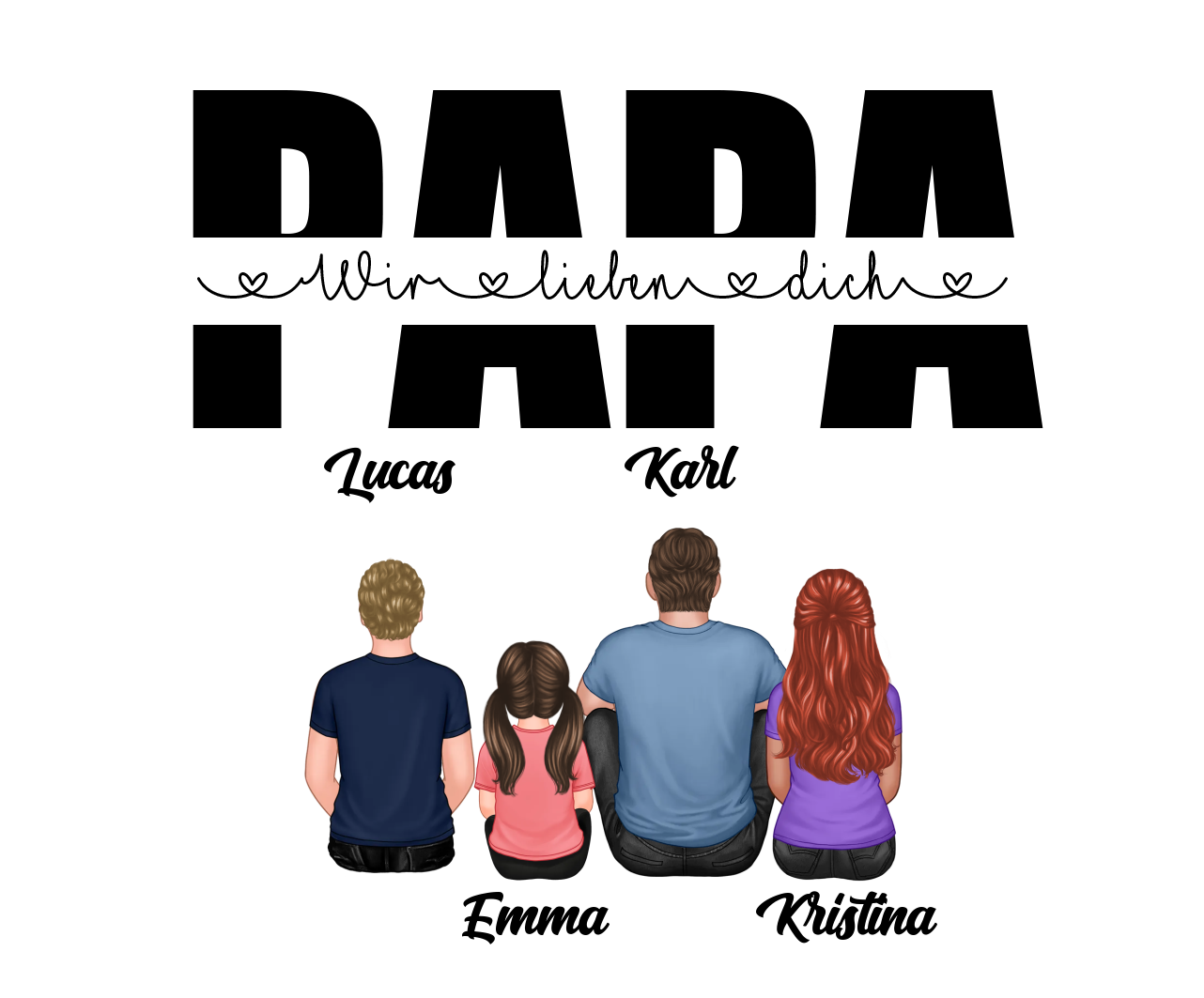 Herren Personalisierte 2 Namen- Leder Geldbörse mit Vater und Kind- Geschenk für Papa zum Vatertag