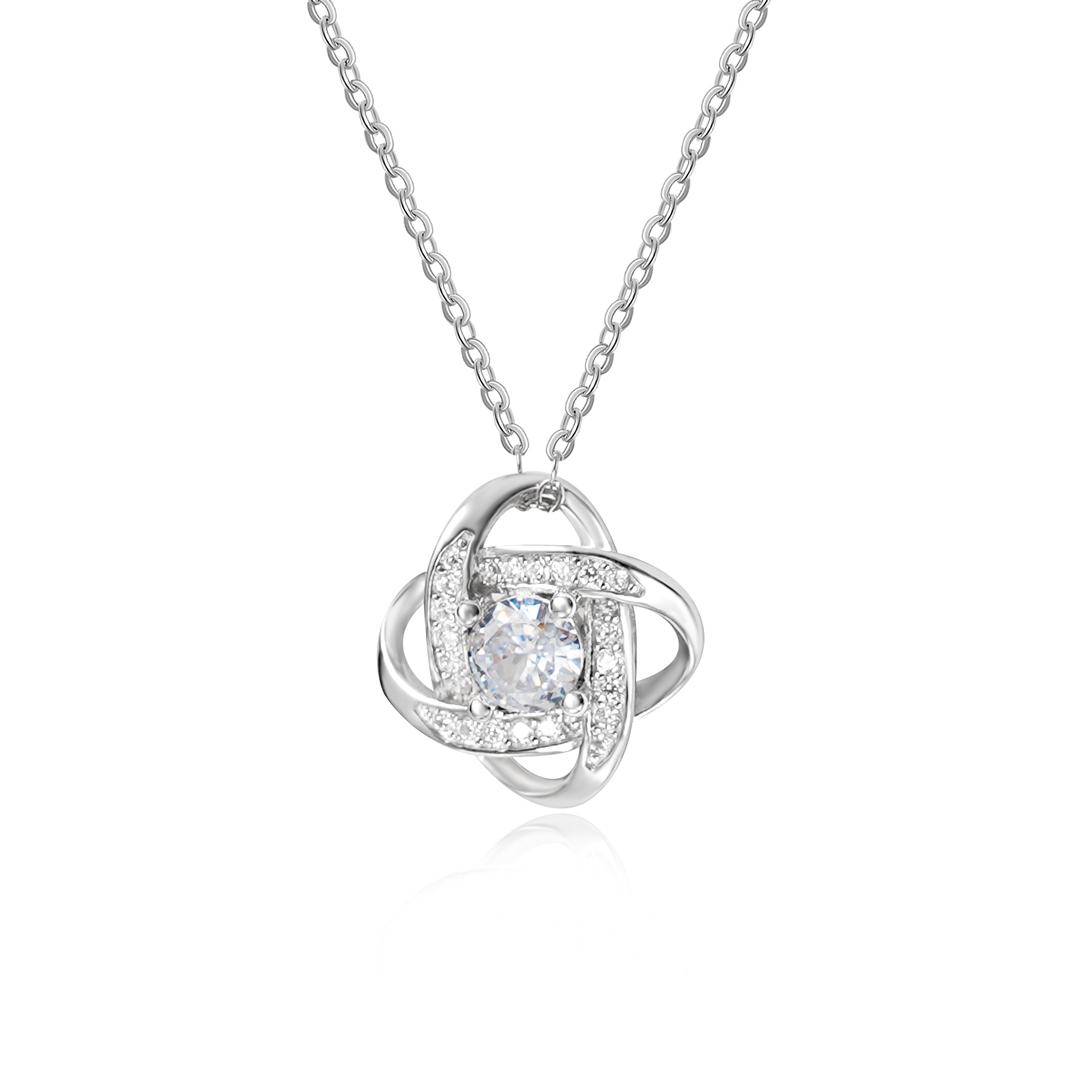 925 Sterling Silber Knot Halskette mit Zirkonia