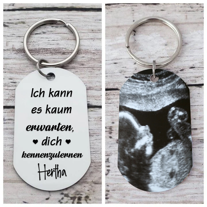 Personalisierbares Foto & Name Schlüsselanhänger-Ich kann es kaum erwarten, dich kennenzulernen-Geschenk für frischgebackene Eltern