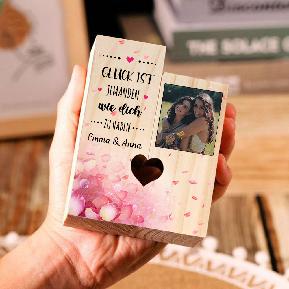 Personalisierbarer Foto & Text an Beste Freundin Kerzenhalter " Glück ist jemanden wie dich zu haben “