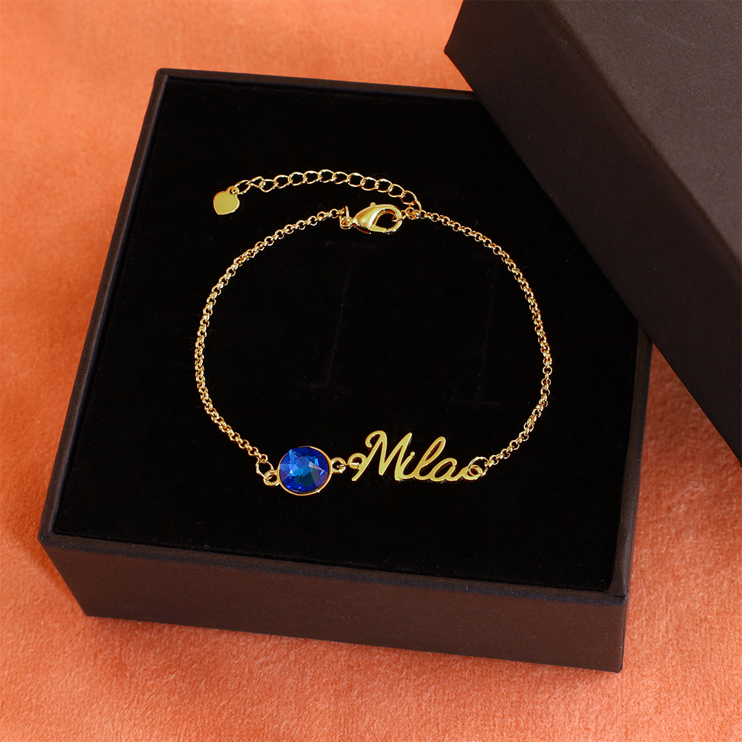 Personalisierter 1 Name Armband mit 1 Geburtsstein