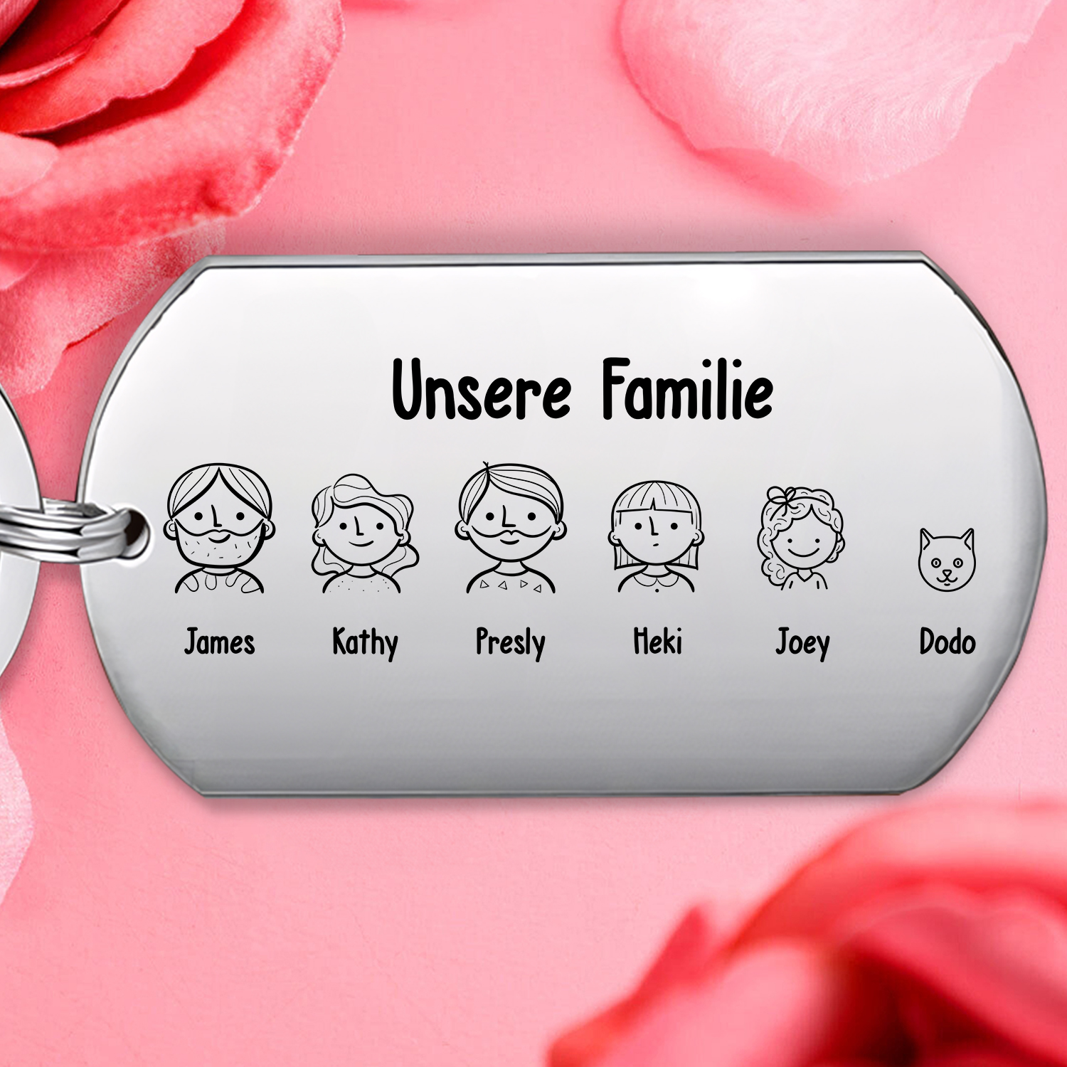 Personalisierbarer Text & 2-12 Familienmitgliedern Familie Schlüsselanhänger