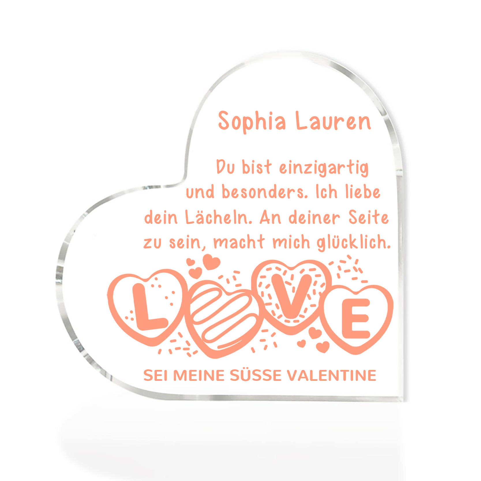 Personalisierte 1 Name Acryl-Deko-Sei meine süsse Valentine-Schreibtischdekoration für Paar