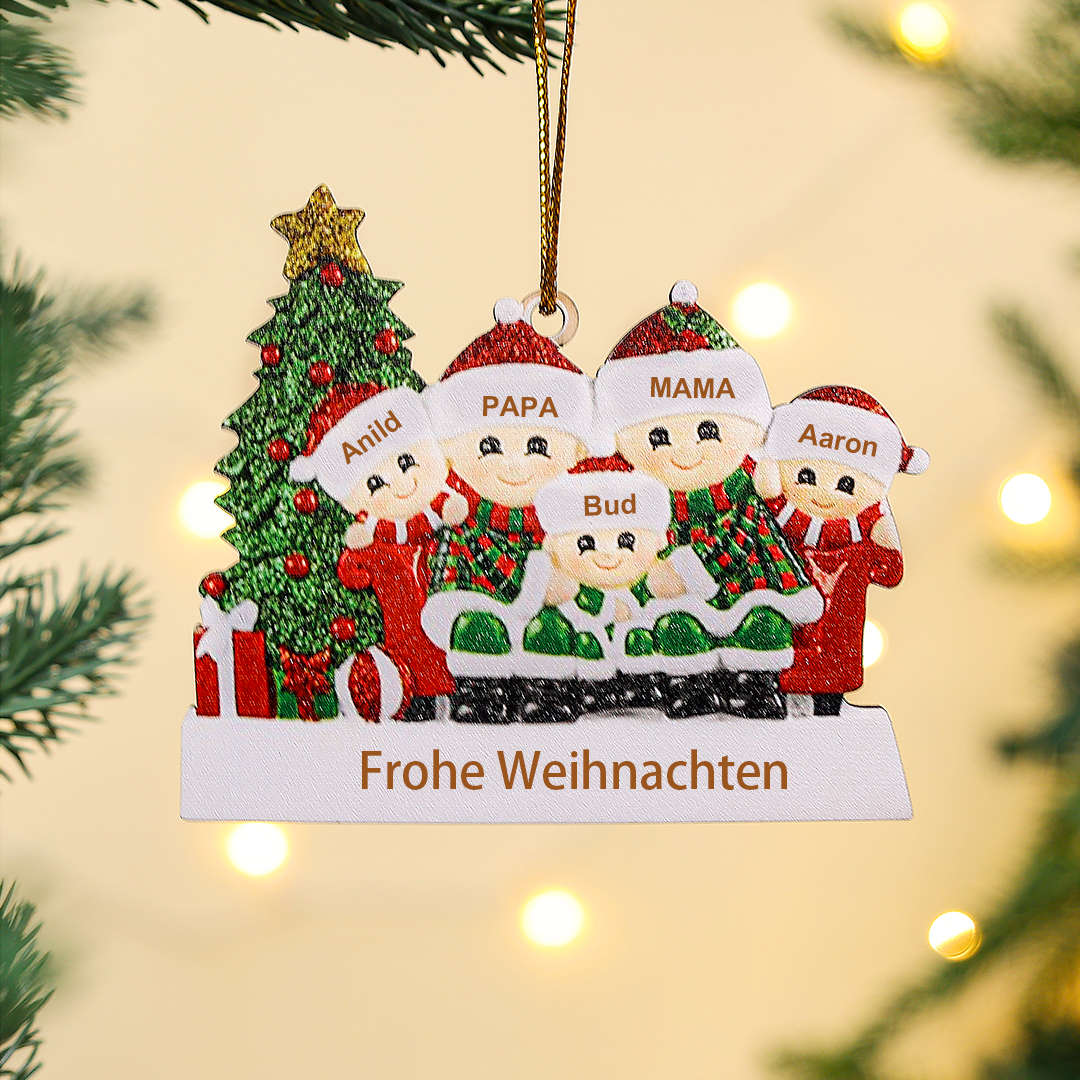 Holz Personalisierte 5 Namen & Text Unterm Weihnachtsbaum Weihnachtsornament Weihnachtsbaum Anhänger