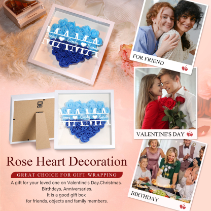 Mama Dichteplattenrahmen Deko-Personalisierbare 2 Namen Blume Ornament für Mutter