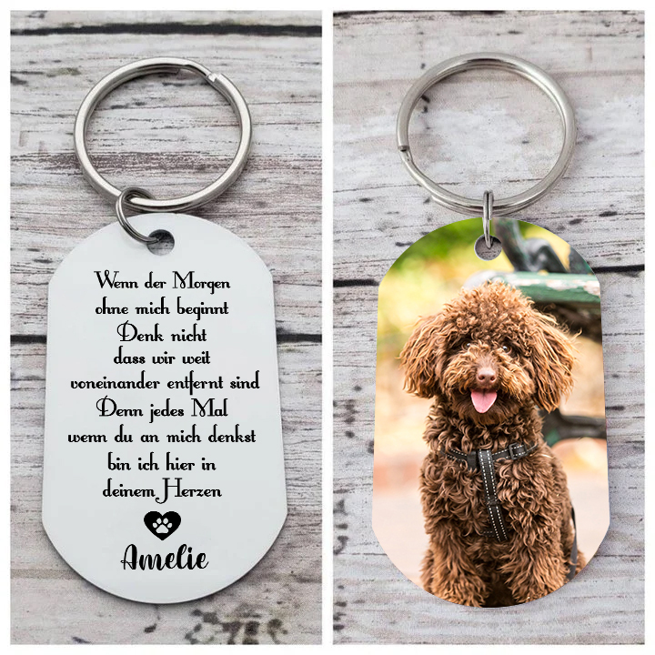 Personalisierbares Foto & Namen Trauer Schlüsselanhänger-wenn du an mich denkst, bin ich hier in deinem Herzen-Andenken an Haustier