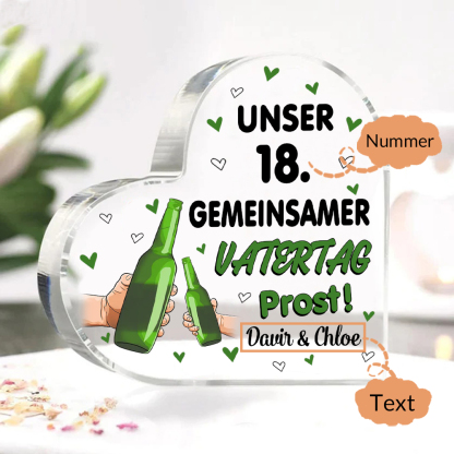 Personalisierter Text & Nummer Acryl-Deko-Unser 18. gemeinsamer Vatertag Prost-Schreibtischdekoration für Vater