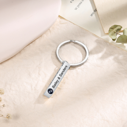 Personalisiertes Foto 4 Texte Projektion Vertikale Bar Schlüsselanhänger