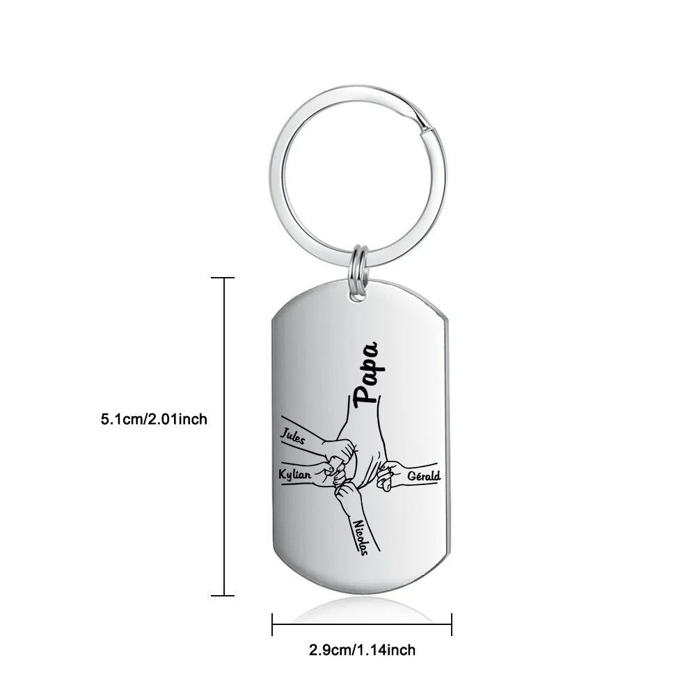 Personalisierbarer 4 Namen Papa Hand Schlüsselanhänger-Lieber Papa du hast ja bereits uns-Geschenk für Vater