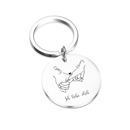 Personalisierbare 2 Namen & Text Pinky schwören Metall Paar Schlüsselanhänger