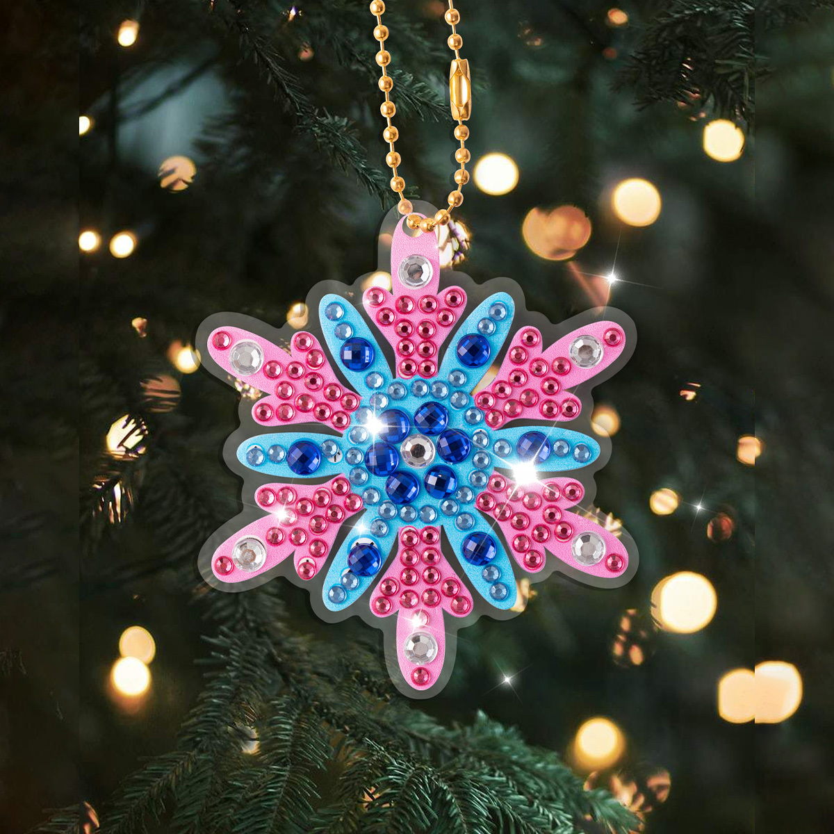 1 Stück Weihnachten-Thema Schneeflocke 5D Diamant-Malerei-Anhänger Ornament Handgefertigtes Dekor-Geschenk Mosaik-Aufkleber Kunsthandwerk