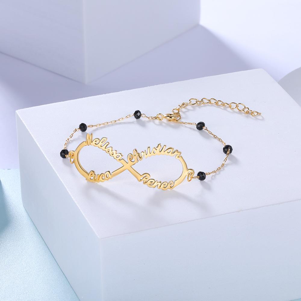 Infinity Armband mit 4 Namensgravur Kundenspezifisch