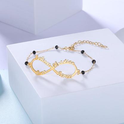 Infinity Armband mit 4 Namensgravur Kundenspezifisch