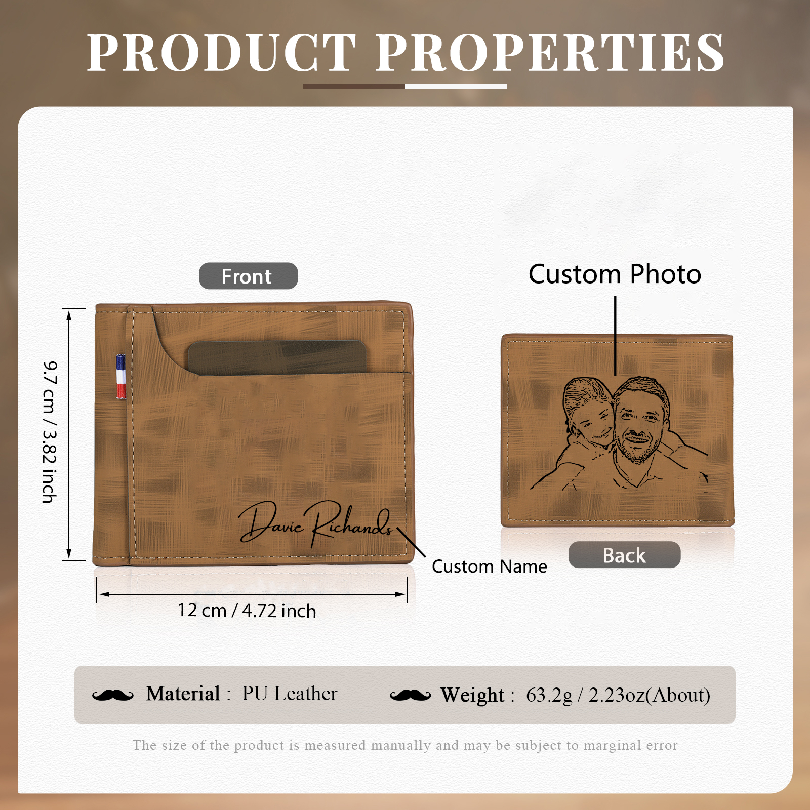 Personalisierte Foto & Text Geldbörse & Foto & Foto & 1 Name Schlüsselanhänger & Stift Geschenkpackung Geschenkset für Mann Freund