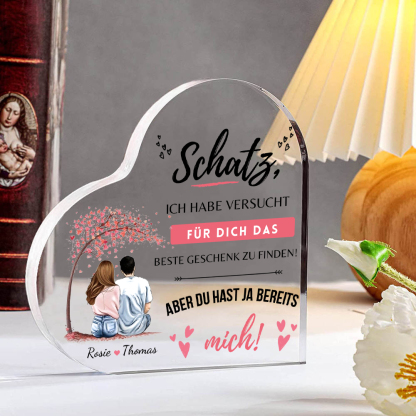 Personalisierte 2 Namen Acryl-Deko-Du hast ja bereits mich-Schreibtischdekoration für Paar