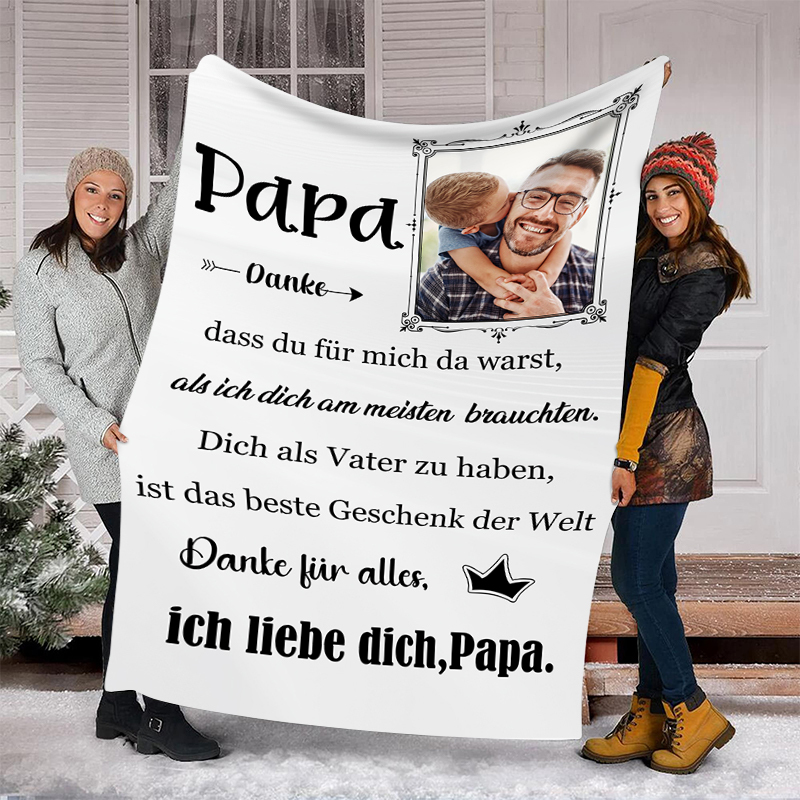 Decke-Personalisierbares Foto Decke - Dannke für alles, Papa- Geschenk für Vater