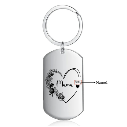 Personalisierbare 1-6 Namen Mama Herz Schlüsselanhänger