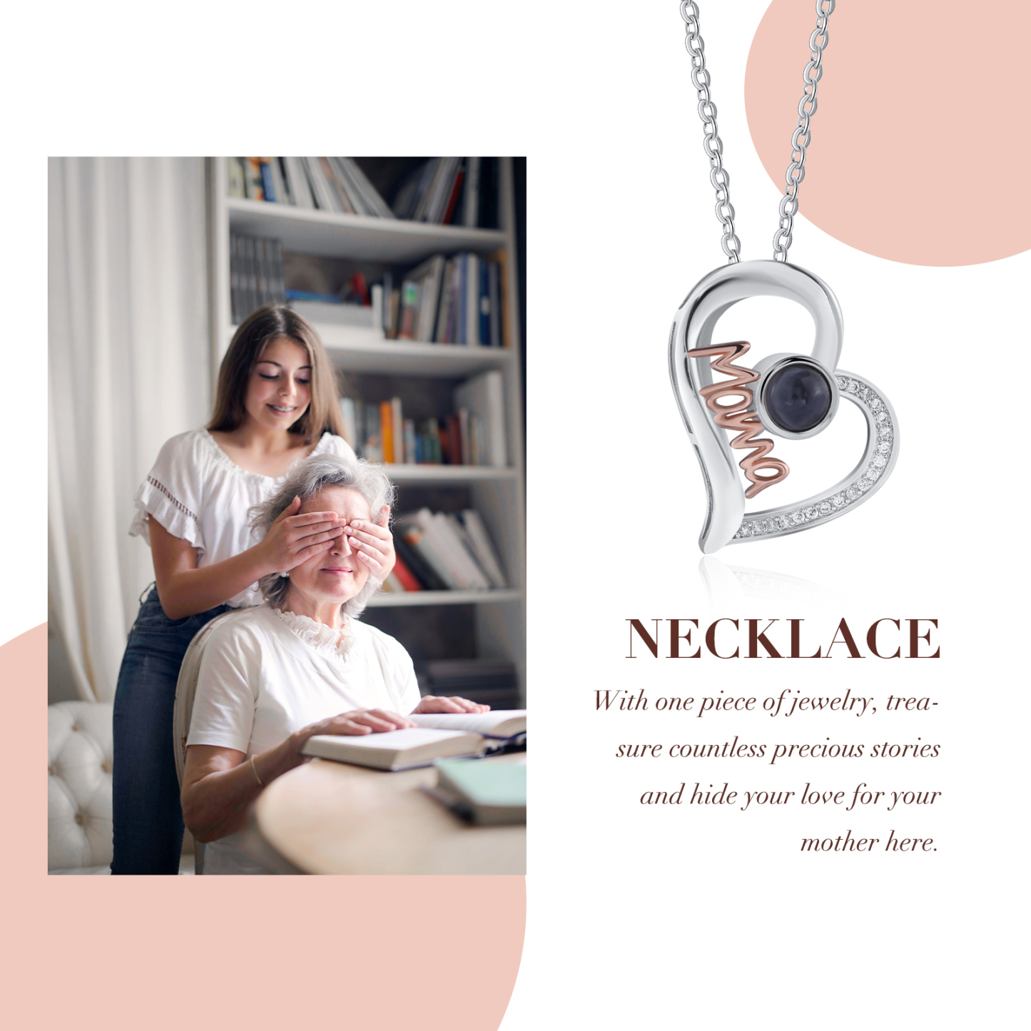 Personalisiertes Foto Herz Projektion Mama Halskette-An meine geliebte Mama-Geschenk mit Nachrichtenkarte
