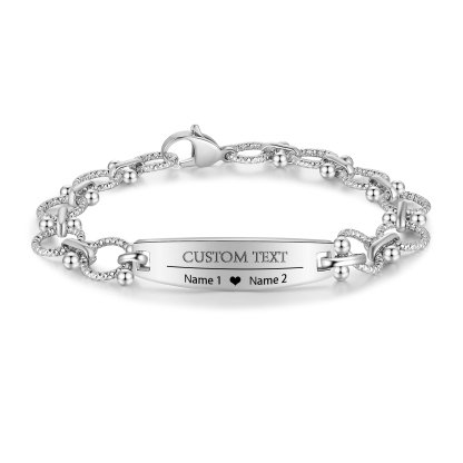 Herren Armband-Personalisiertes 2 Namen & Text Edelstahl Armband 