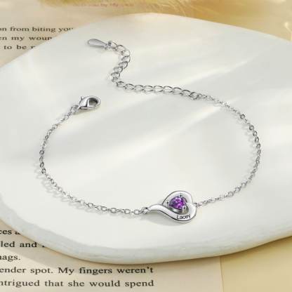 Personalisiertes, verstellbares Herz-Geburtsstein-Armband mit 1-5 Namen
