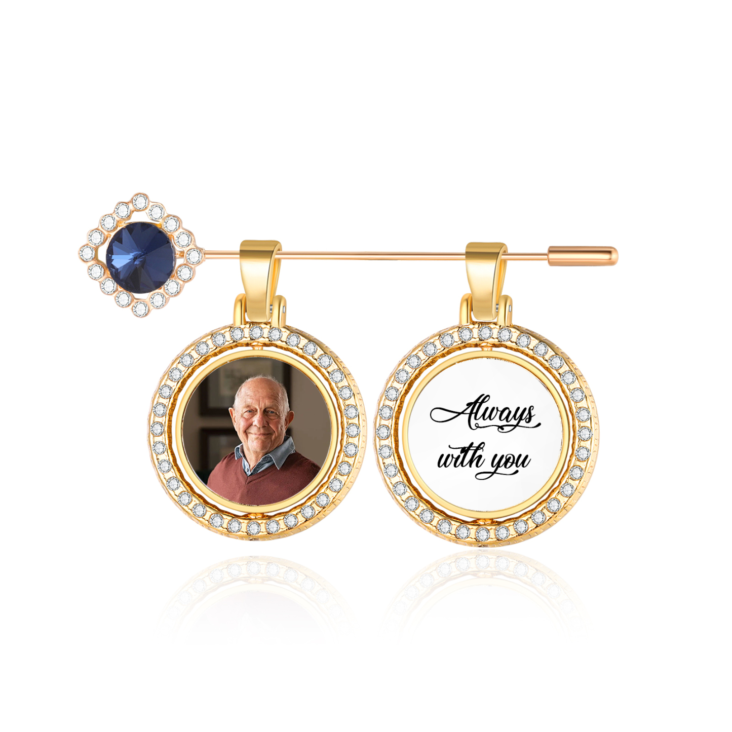 Personalisierter Brautstrauß-Anhänger mit Foto & Wunschtext – Emotionaler Hochzeits-Pin als Geschenk zur Hochzeit