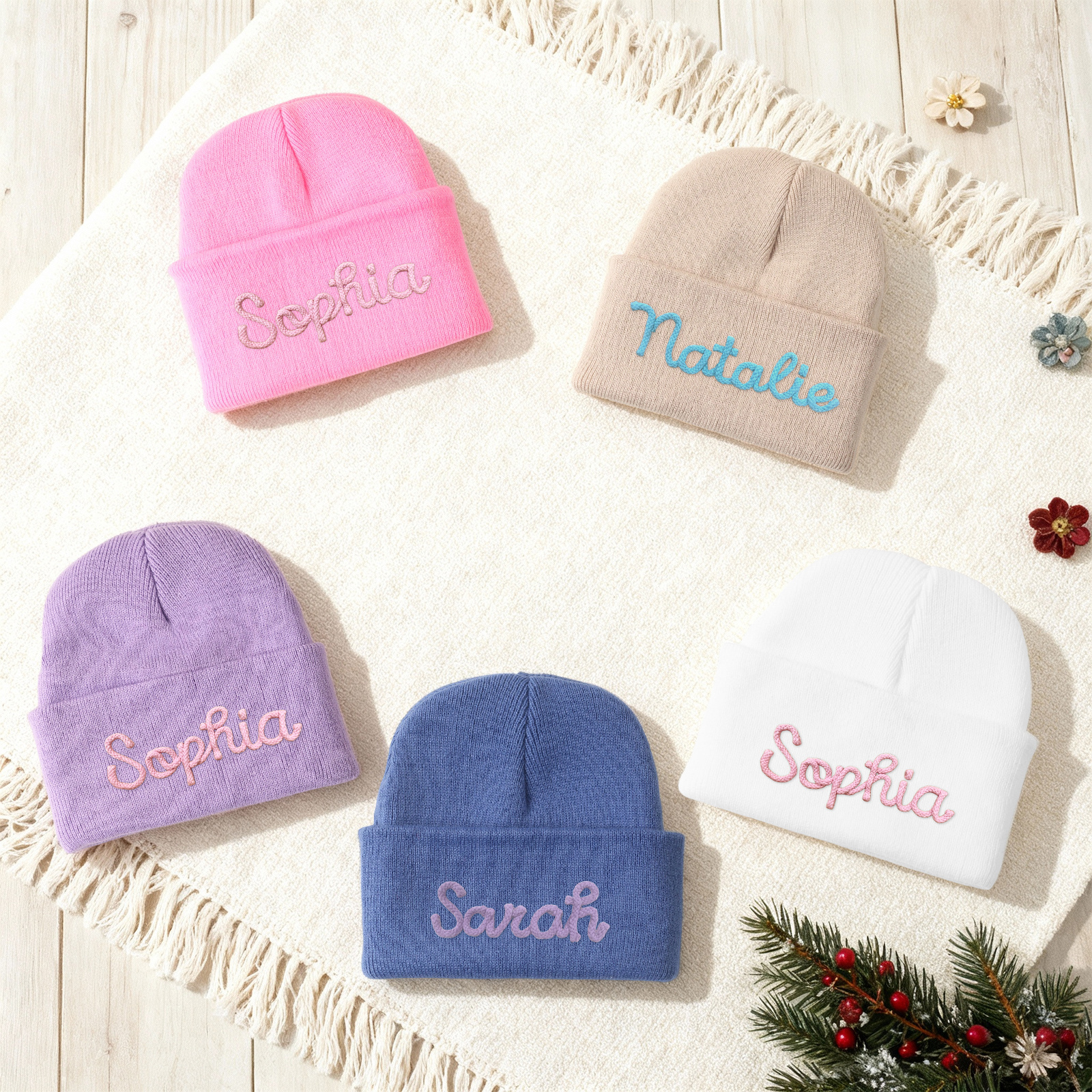 Personalisierte Namens-Beanie-Mütze für Babys, Kinder und Kleinkinder – handgefertigt, bestickt, kuschelig gestrickt