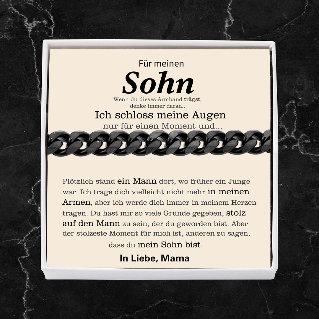Herren Kubanisches Armband- Für meinen Sohn-Geschenk mit Nachrichtenkarte