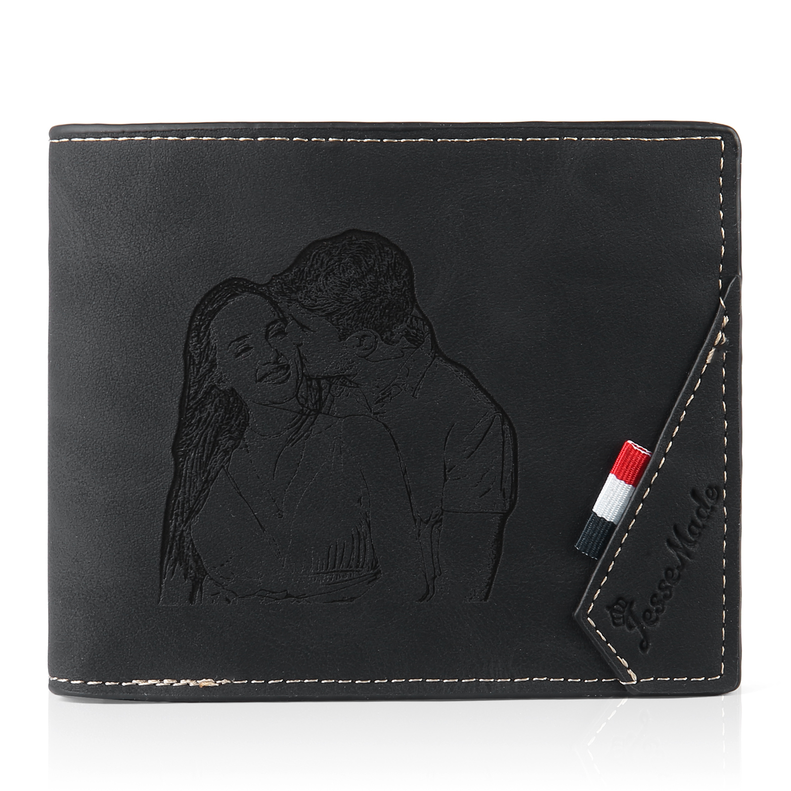 Personalisierte Foto & Name & 1 Buchstabe PU Leder Geldbörse