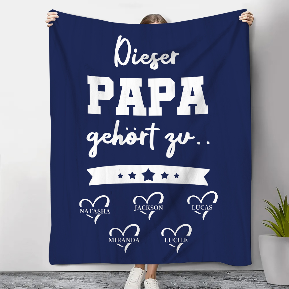 Decke-Personalisierbare 5 Namen Decke - Dieser Papa gehört zu - Geschenk für Vater
