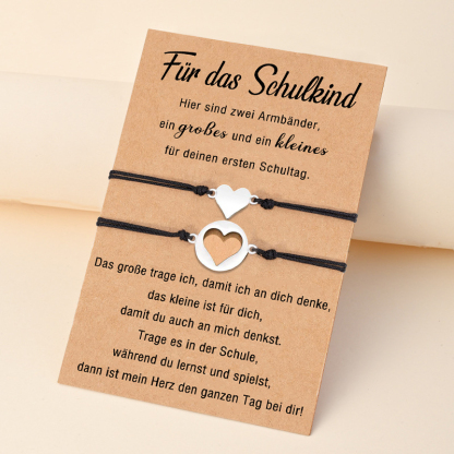 Herz Armbänder Set-Für das Schulkind-Schulanfang Geschenk mit Nachrichtenkarte