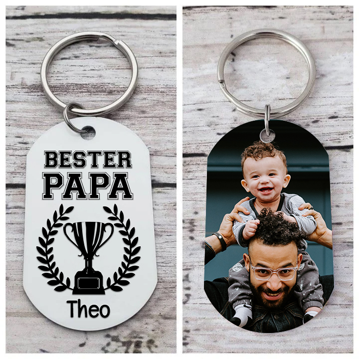 Personalisierbares Foto & Name Schlüsselanhänger-Bester Papa-Geschenk für Vater
