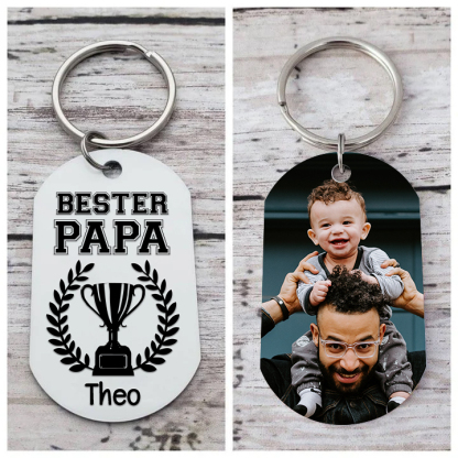 Personalisierbares Foto & Name Schlüsselanhänger-Bester Papa-Geschenk für Vater