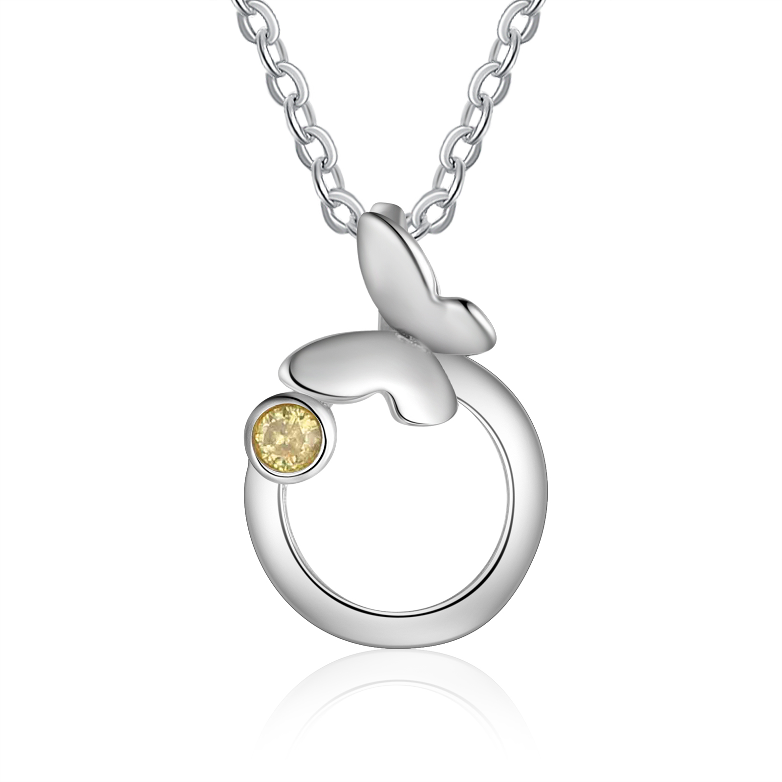 Personalisierter Geburtsstein Schmetterling Kreis Halskette 