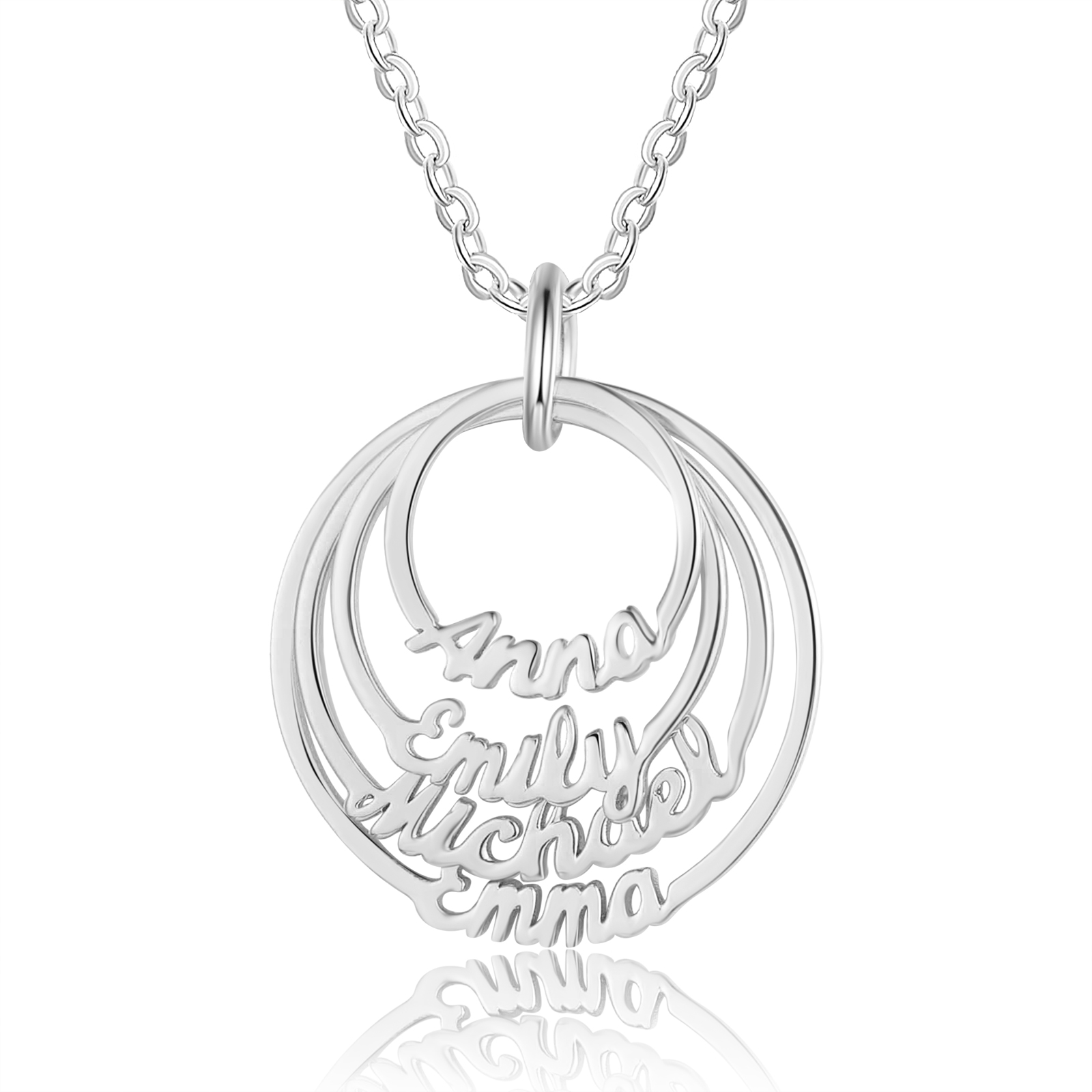 Personalisierte 4 Namen mit Gravuren Rund Halskette