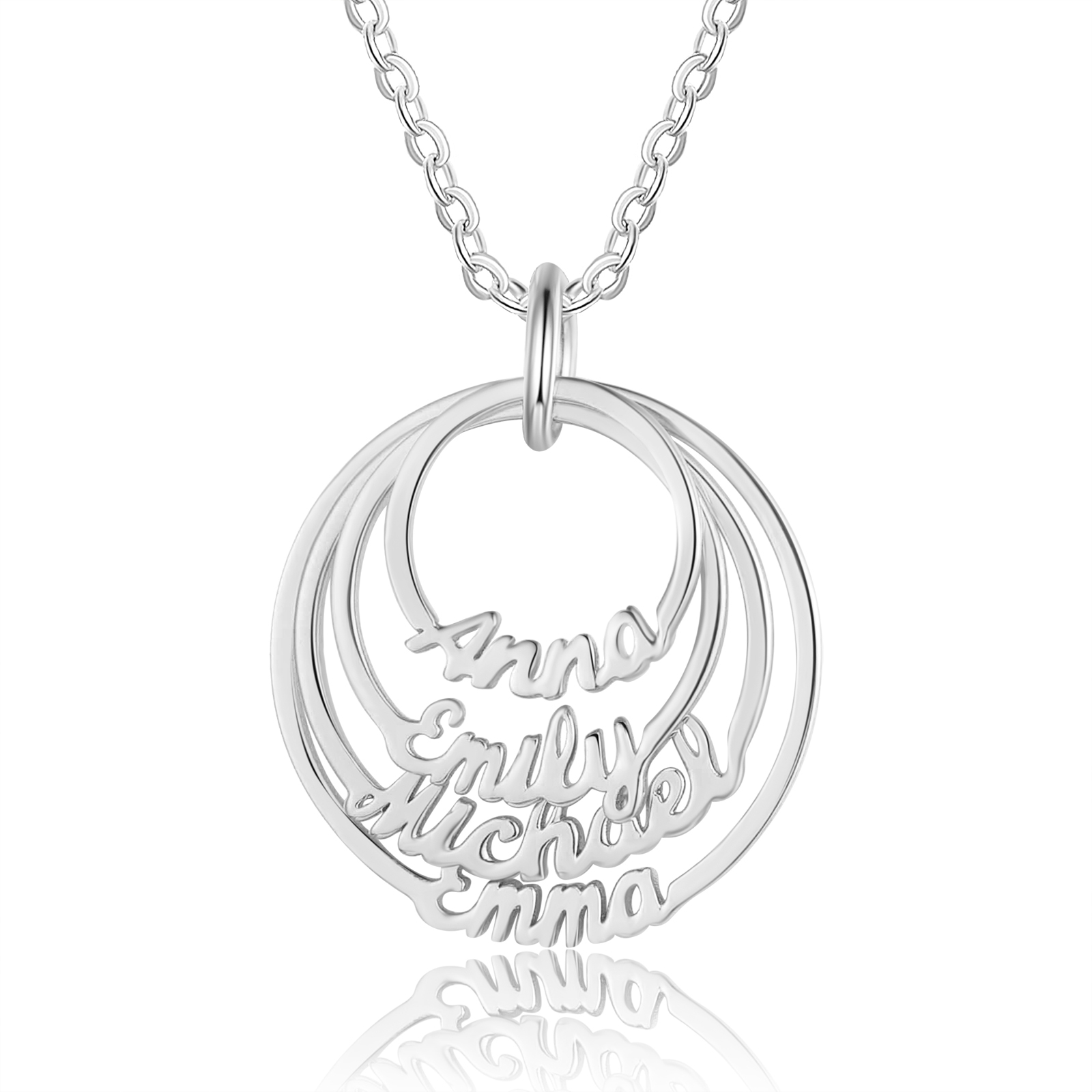 Personalisierte 4 Namen mit Gravuren Rund Halskette