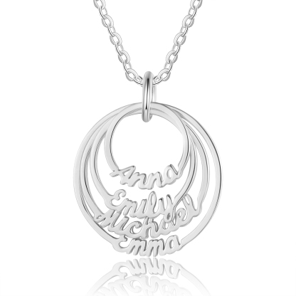 Personalisierte 4 Namen mit Gravuren Rund Halskette